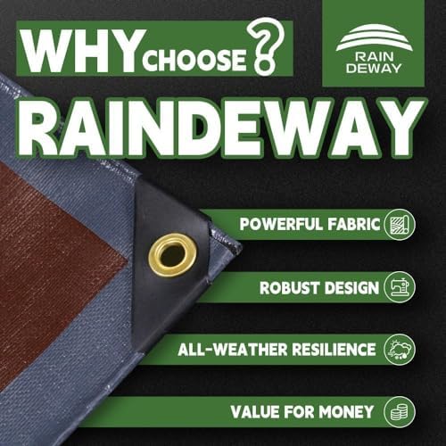 RAINDEWAY 6x15 Feet 18Mil Super Heavy Duty Tarp Waterproof Tarps Cover - Image 2