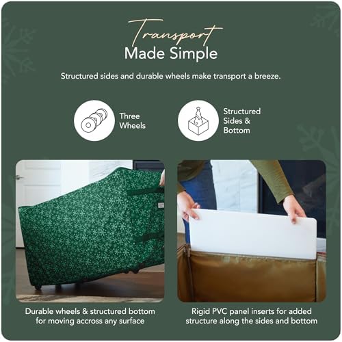 Covermates Christmas Tree Structured Rolling Storage Bag, Green Snowflake - Image 5