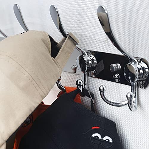 Dseap Coat Rack Wall Mount - 38” Long 10-Tri-Hooks Heavy Duty Coat Hanger Rail Wall Hooks for Hanging Coats Hats Clothing Clothes Purse Mudroom Entryway, Chromed, Pack of 2 - Image 5