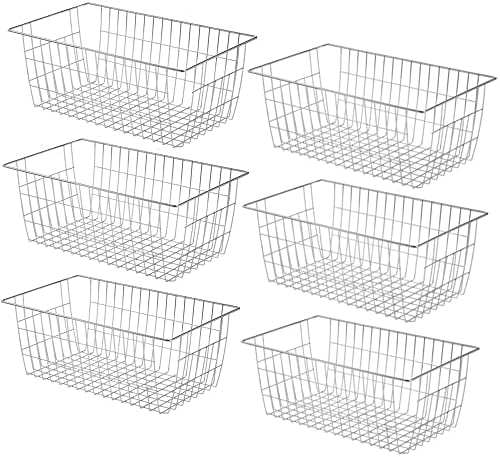 Slideep Farmhouse Wire Organizer Storage Bin Basket with Handles, Food Storage for Kitchen Cabinets, Pantry, Closet, Bedroom, Bathroom, Office 6 Pack by WelcometotheSlideep