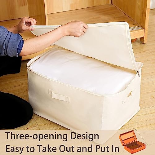 6 Pack Canvas Comforter & Blanket Storage Bags with Clear Window, Beige - Image 7