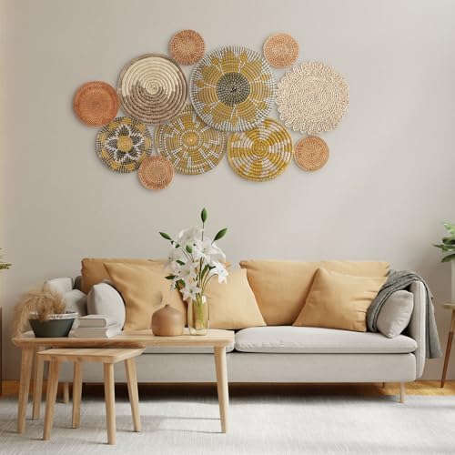 Tatuo 11 Pcs Boho Wall Basket Decor Woven Wall Hanging Art, Lively - Image 2