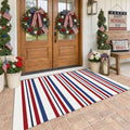 KOZYFLY 250th Anniversary Patriotic 4x6 ft Striped Rug, Blue Red White by KOZYFLY