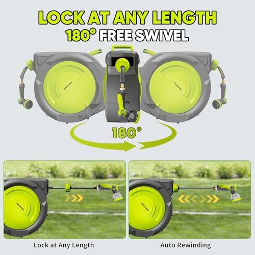 110 FT 5/8" Retractable Garden Hose Reel, Wall Mount - Image 5