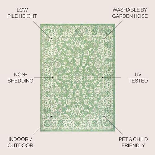 JONATHAN Y Weave Floral Indoor Outdoor Area Rug 9X12 Cream/Green, Tela Bohemian Textured for Backyard, Patio, Porch, Easy-Cleaning, High Traffic, Pet-Friendly, Non-Shedding (SMB100F-9) - Image 3