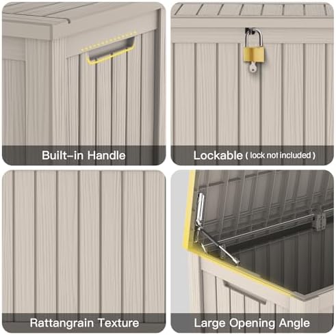 Mars Villa Deck Box, Outdoor Storage Box Waterproof, 150 Gallon, Grey - Image 6