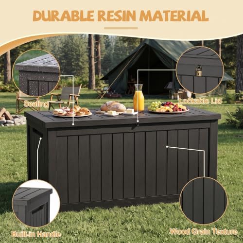 Outdoor Storage Box Waterproof, 300 Gal Gen 2 Resin Deck Box With Wheels - Image 4