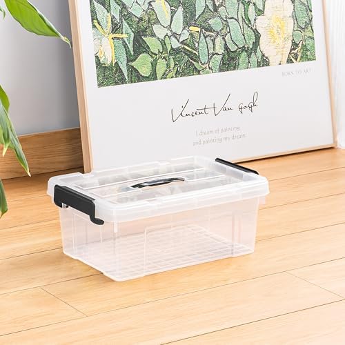 Cetomo Lidded Storage Bin with Handle, Storage Bins with Lid, Organizing Container with Secure Latching Buckles, Stackable and Nestable, Plastic, 18 Quart-4 Pack, Clear - Image 7