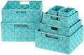 Sorbus Baskets for Organizing, 7-Piece Hand-Woven Storage Set (Aqua) by Sorbus