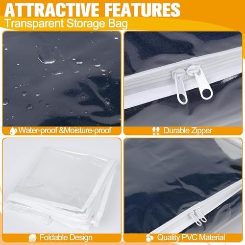Plastic Storage Bags with Easy-Glide Zipper, Pack of 8, Durable Clear Vinyl Zippered Storage Bags for Clothes Sweaters Comforters Blankets Sheets Bedding (25 x 21 x 11 Inch, Transparent White) - Image 5