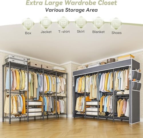 Raybee Clothes Rack with Cover, Heavy Duty, 1150lbs Capacity, Adjustable - Image 2
