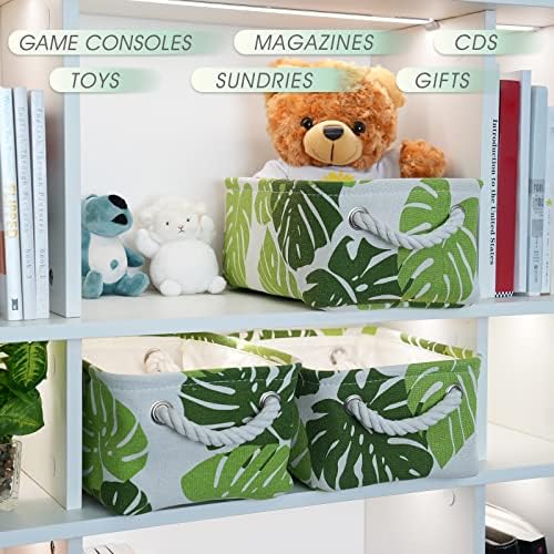 Storage Cubes, Storage Bins Baskets for Organizing 6 Pack for Organizing Toys, Clothes, Closet Baskets with Rope Handles for Nursery Home(White and Green,12"L×8"W×5"H) - Image 6