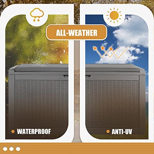 Devoko 100 Gallon Resin Waterproof Outdoor Storage Box with Cushion - Image 4