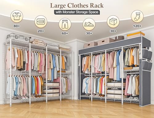 Raybee Clothes Rack Heavy Duty, 1100LBS Capacity with Cover, Sturdy Steel - Image 2