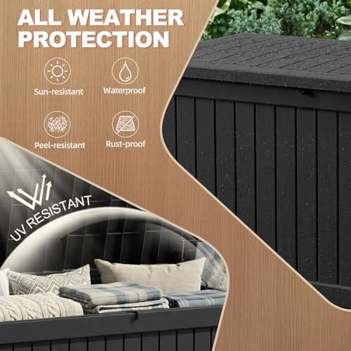 EFU Outdoor Storage Box 330 Gallon Deck Box, Waterproof Resin, Black - Image 2