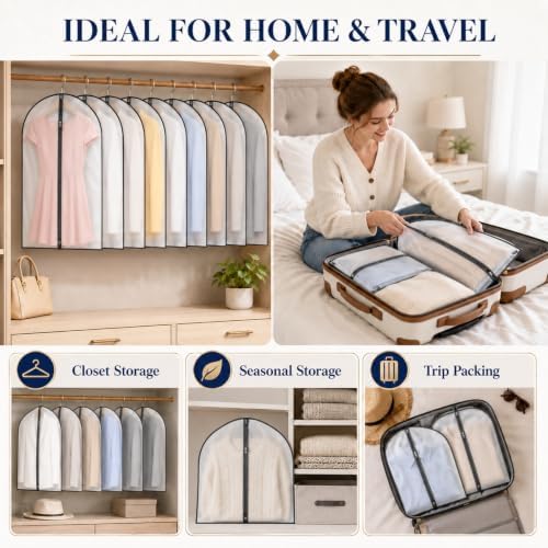 Amylove 40 Pcs 40" Suit Garment Bags for Closet Storage and Travel - Image 5