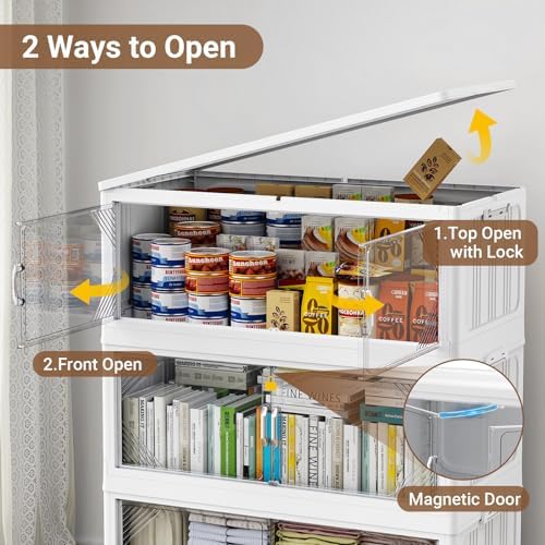 BROVIEW V60 660QT Plastic Stackable Storage Bins with Lid, 3Pack White - Image 4