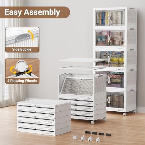 BROVIEW 240Qt Stackable Storage Bins with Lid for Home Dorm, 3Pack White - Image 4