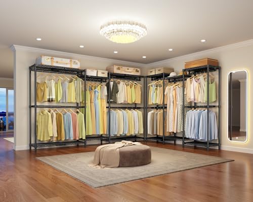 VIPEK X3 Basic Expandable Closet System, Heavy Duty Freestanding Open Wardrobe with Long Hanging Area, 5 Hanging Rods & 6 Adjustable Shelves, Fits 5.10 to 8.8 FT, Black - Image 4
