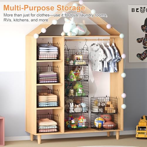 Sonyabecca 5-Tier Hanging Closet Organizer – Black Closet Storage Shelves with Wire Baskets for Clothes, Handbags, Sweaters & Accessories, Includes 2 Hanging Hooks & 5 S-Hooks - Image 6