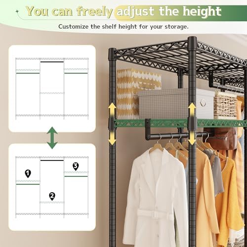 Raybee Clothes Rack, Heavy Duty Portable Closet with Cover, 3 Rods, 800LBS - Image 4