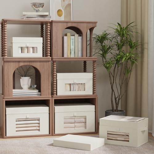 Fabric Storage Bins with Lids, 2 Pack, Beige, 15x9.8x9.8 In - Image 2