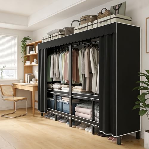 74.8in Heavy Duty Clothe Rack with Cover,1500lbs,Black by SPTZQURY