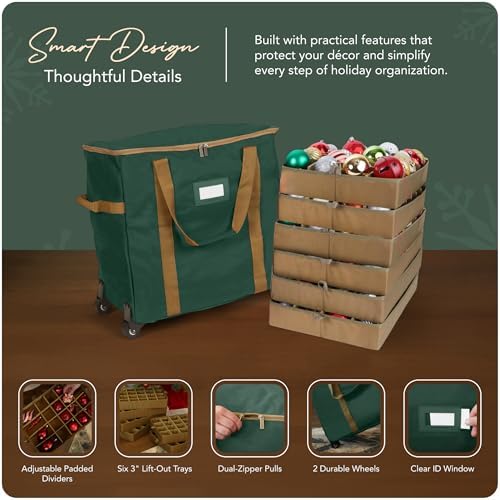 Covermates Rolling Adjustable Ornament Storage Bag, 19.25"W x 13"D x 18.5"H - Image 4