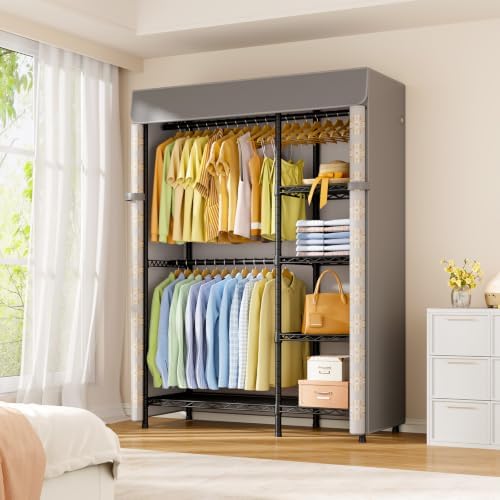 ULIFHOME F2C Clothes Rack with Cover, Brand Custom Dustproof Pattern Cover - Image 2