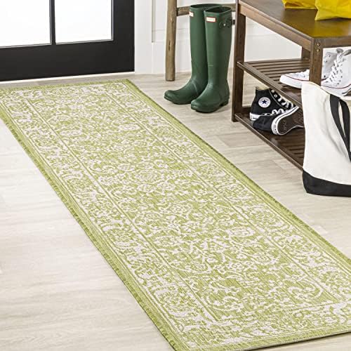 JONATHAN Y Weave Floral Indoor Outdoor Runner Rug 2X8 Green/Cream, Tela Bohemian Textured for Backyard, Patio, Porch, Easy-Cleaning, High Traffic, Pet-Friendly, Non-Shedding (SMB100D-28) - Image 3
