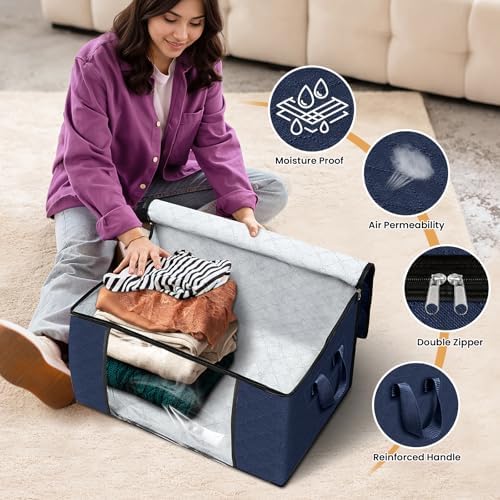 Fab totes 6 Pack Storage Bags for Clothes Blanket Storage Bins with Lids - Image 4