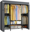 ULIFHOME E3C Black Clothes Rack with Gray Cover, Heavy Duty Garment Rack by UlifHome