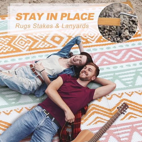 Lahome Waterproof Outdoor Rug 6x9, Reversible Outdoor Plastic Straw Rug - Image 5
