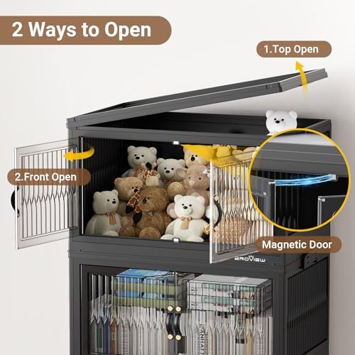 BROVIEW 300Qt Stackable Storage Bins with Lid for Home Dorm, 3Pack Black - Image 2