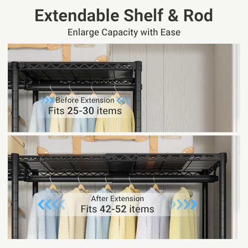 VIPEK X4 Expandable Heavy Duty Clothes Rack Wardrobe Closet Organizer Black - Image 4