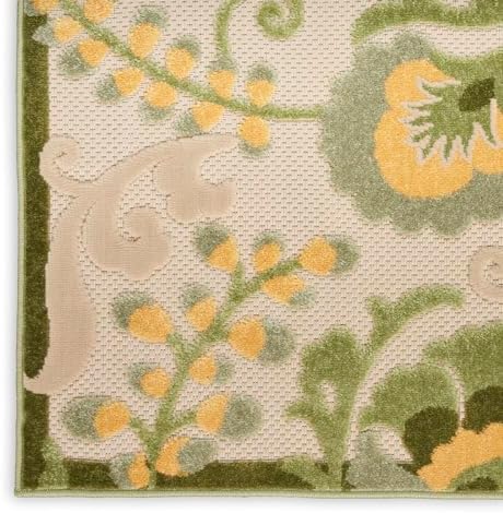 Nourison Home Aloha Ivory Green 10' x 14' Area Rug - Easy Clean, Non Shedding, Bed Room, Living Room, Dining Room, Kitchen (10' x 14') - Image 6