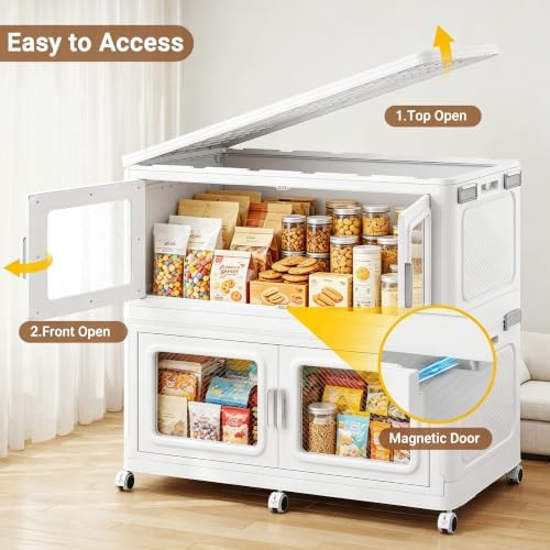 BROVIEW 240 Qt Extra Large Stackable Storage Bin with Lids, 4 Pack White - Image 5
