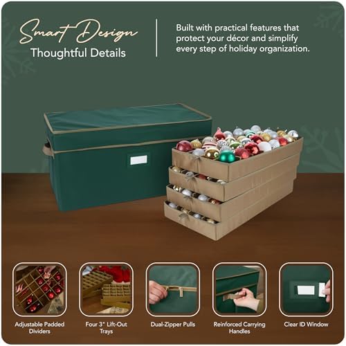 Covermates Adjustable Ornament Storage Box, 25.5"W x 13"D x 12.5"H, Green - Image 4