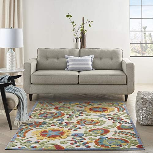 Nourison Home Aloha Ivory Multicolor 5'3" x 7'5" Area Rug - Easy Clean, Non Shedding, Bed Room, Living Room, Dining Room, Kitchen (5' x 8') - Image 6