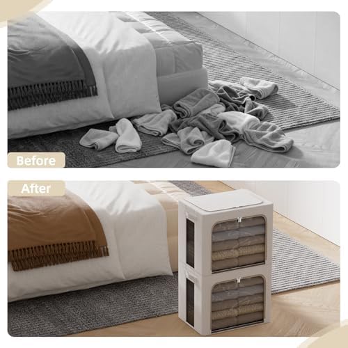 FHSQX 6 Pack Clothes Storage Bins,Ivory White, 16.5x12.2x12.2inch (40L) - Image 3