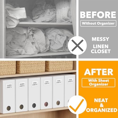 SpaceAid 6 Pack Bed Sheet Organizers and Storage, Foldable Sheet Organizer for Linen Closet, Sheets Set Folder Keeper with Window XL (Queen & King Size) Bedding Container, (White, 6 Pack) - Image 2