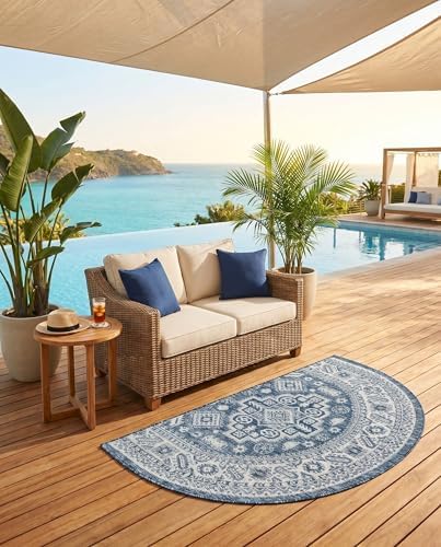 Rugs.com Outdoor Aztec Collection Rug – 3x6 Hearth Blue Flatweave-Pile Rug Perfect for Living Rooms, Large Dining Rooms, Open Floorplans - Image 7