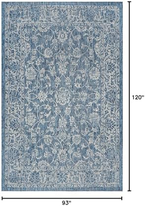 JONATHAN Y Weave Floral Indoor Outdoor Area Rug 8X10 Navy/Gray, Tela Bohemian Textured for Backyard, Patio, Porch, Easy-Cleaning, High Traffic, Pet-Friendly, Non-Shedding (SMB100B-8) - Image 2