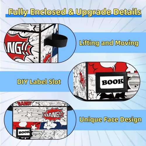 10 Pack Comic Book Storage Box, 15.8" X 7.8" X 11.8", Heavy Duty Collapsible Holds 160-180 Comic Book Bin Container Holder Shelf (Cartoon Clock) - Image 5