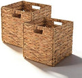13" Wicker Storage Cube Bins, Water Hyacinth Baskets for Shelves, 2-Pack by OPTWISELY
