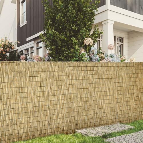 Natural 5FT X16.4FT Reed Fencing Roll Bamboo Privacy Fence Screen by SHYDZYYC