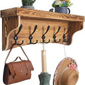 WEBI Wall Shelf with Hooks Underneath,24" Long Coat Rack Wall Mount with Shelf,5 Triple Hooks,Wall Shelves for Bathroom,Entryway,Rustic Brown by WEBI