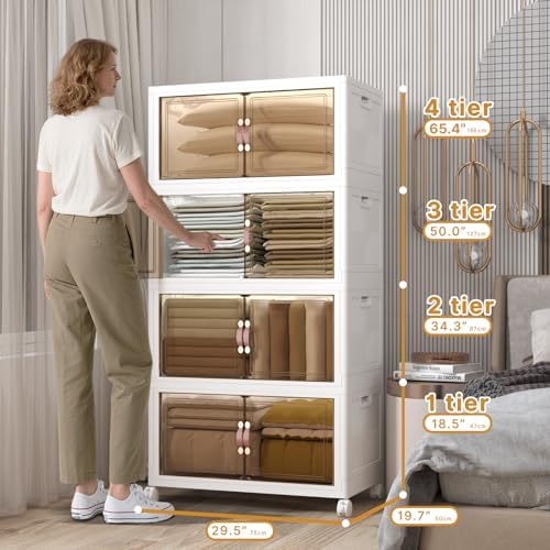 UAMFURI 672QT Stackable Storage Bins with Lids,Doors & Wheels - Image 2