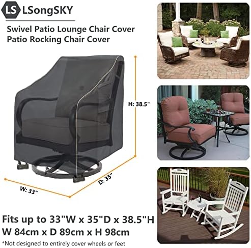Outdoor Swivel Lounge Chair Cover 2 Pack,100% Waterproof Heavy Duty Outdoor Chair Covers,(33 W x 35 D x 38.5 H inches) Patio Furniture Cover for Swivel Patio Lounge Chair,Black - Image 3