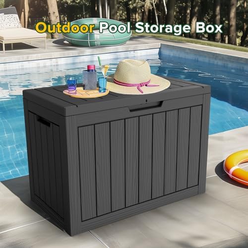 45 Gallon Outdoor Storage Box Waterproof, UV Resistant Deck Box, Lockable Resin Deck Box for Garden Tools Equipment and Cushions, Black - Image 2